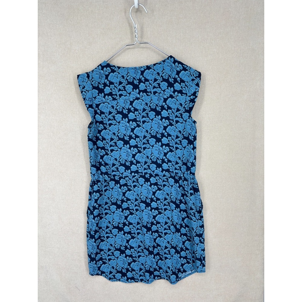 CAbi Dress S Blue Floral Java Tie Waist Button Up Short Pockets 5265 - Picture 3 of 9